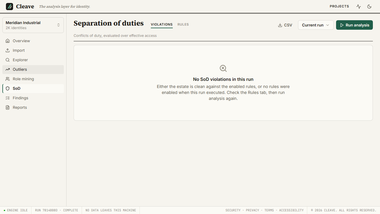 Cleave Duty conflicts screen, light theme